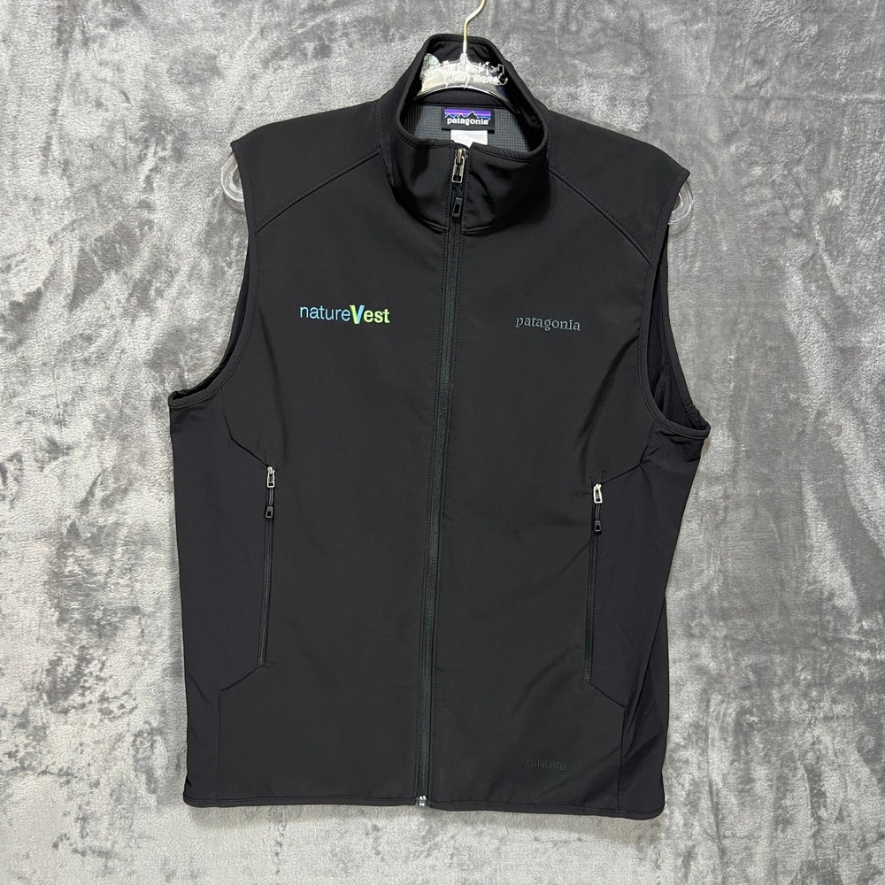 Patagonia Mens Adze Hybrid Vest Black Polartec Softshell Nature Conservancy Sz M